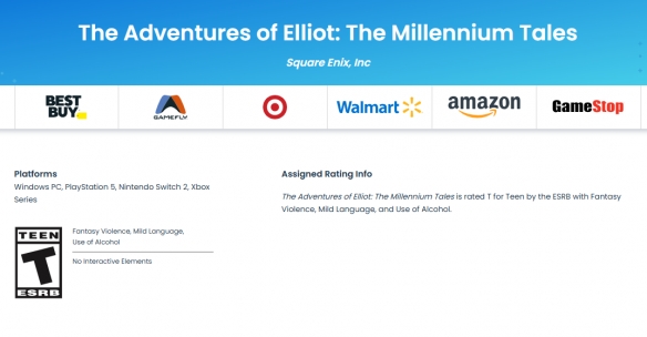 SE新作要来了！《艾略特的千年物语》获得ESRB评级