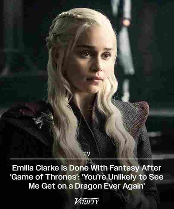 《权游》“龙妈”官宣告别奇幻题材：永远不会再骑龙了