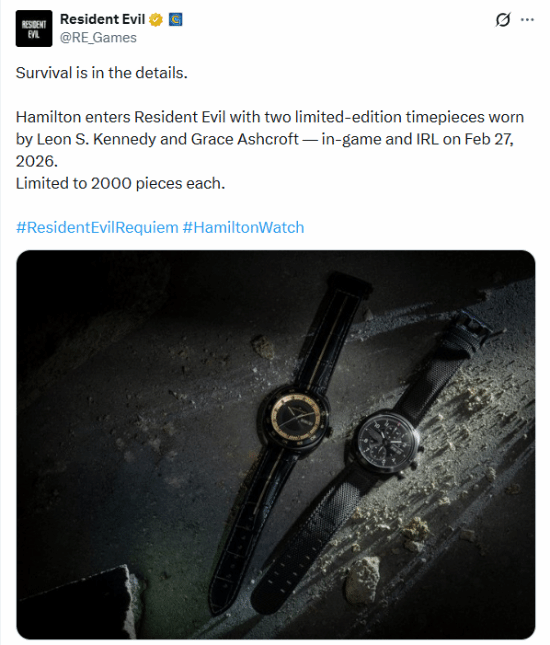 《生化危机9：安魂曲》联动汉密尔顿联名手表引争议