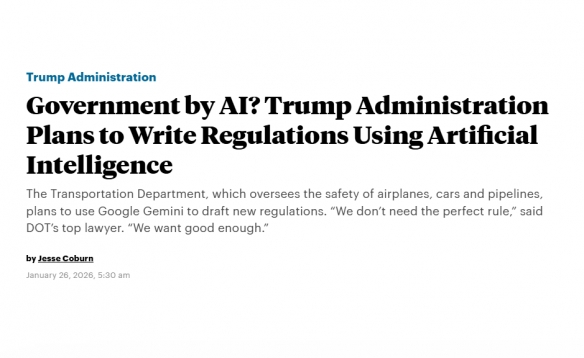 川普政府拟用AI起草运输法规引争议 速度与安全成焦点