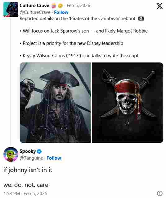 粉丝痛批《加勒比海盗》重启传闻：没杰克船长就别拍