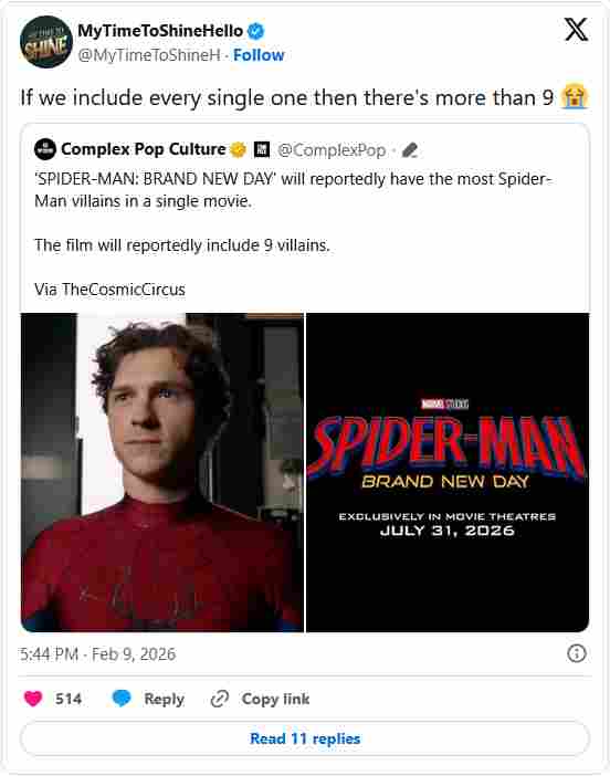 曝《蜘蛛侠:崭新之日》将出现超过九名反派