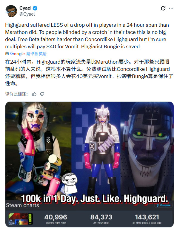 《马拉松》Beta测试Steam在线锐减 PS商城评价仅3星