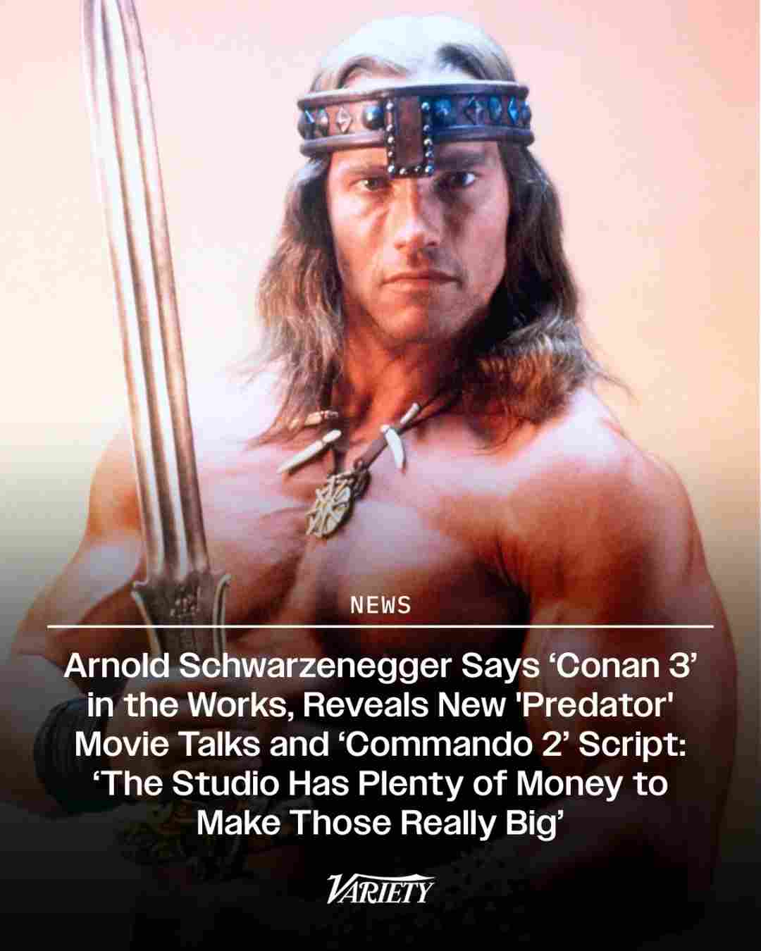 阿诺·施瓦辛格将主演新《铁血战士》《野蛮人柯南》等多部大片